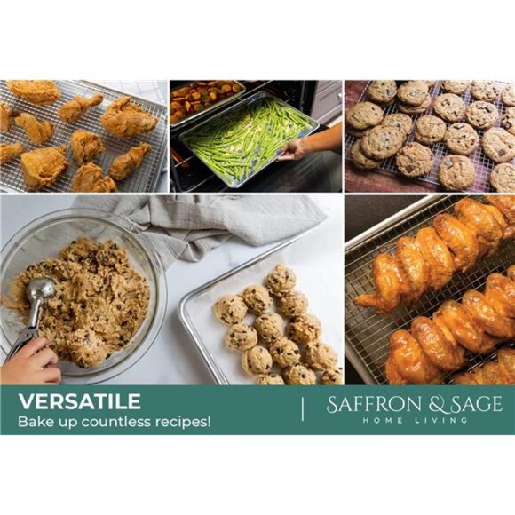 Commercial Quality Cookie Sheet and Rack - Aluminum Half Sheet Baking Pan - Picture 2 of 7